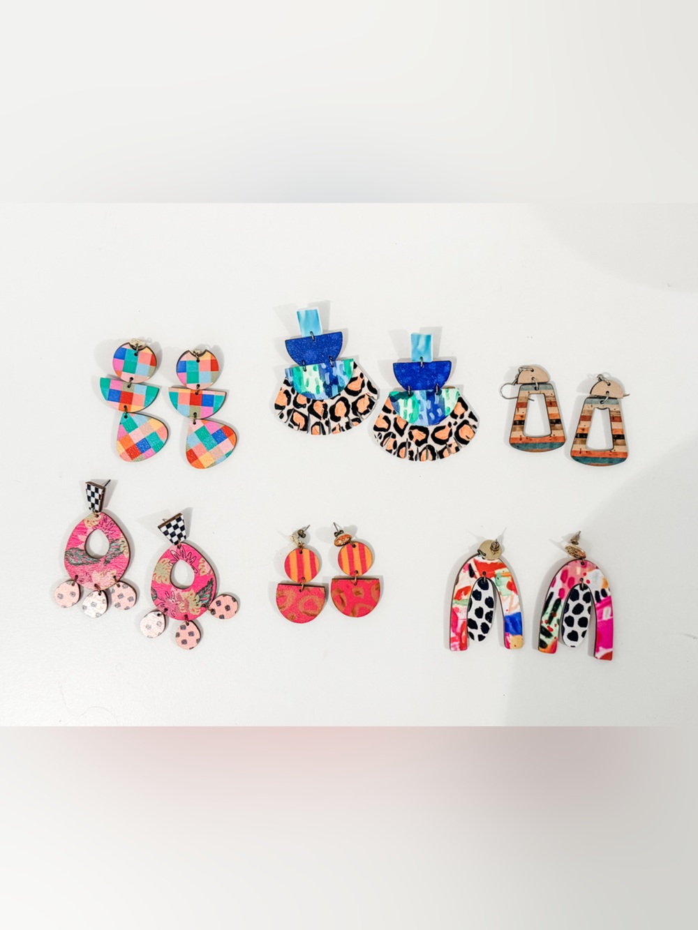 6 pair Audra Style trendy statement earrings